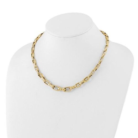 Leslie's Jewelry - Leslie's 14K Polished Hammered Graduated Open Link Necklace
